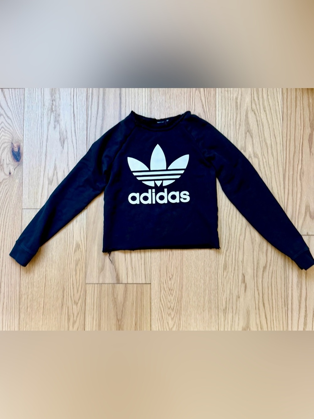 adidas Black Crewneck Sweatshirt with White Trefoil